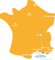 Carte comment venir aux Saintes-Maries-de-la-Mer